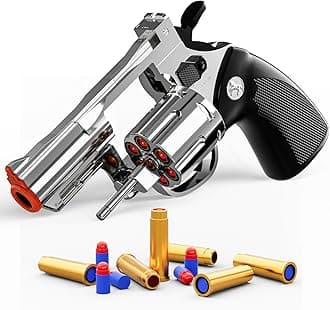 Toy Gun Foam Blaster Soft Bullet Toy Revolver,Can fire Sponge Bullets,with 40 Bullets,for Age of 6 7 8 9 10+ Years Old Kid Boys Girls（Silver）