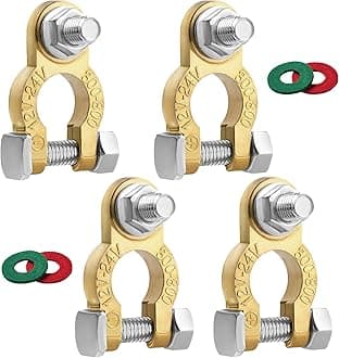 Battery Terminal Connectors 2 Pair, Battery Terminals M8 x 21mm Bolt, Battery Cable Ends Pure Copper with Anti-Corrosion Pad for Car RV Accessories Automotive Car Marine Battery by XIOGZAXI