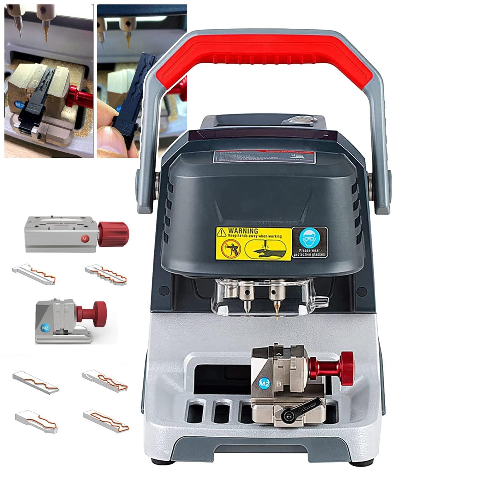 Automatic Key Cutting Machine, Smart App Control, Standard 2 Clamps M1 and M2, with Bluetooth Function + Support Online Update, Multi-Language Cut Sided/Track/Dimple/Tibbe Keys