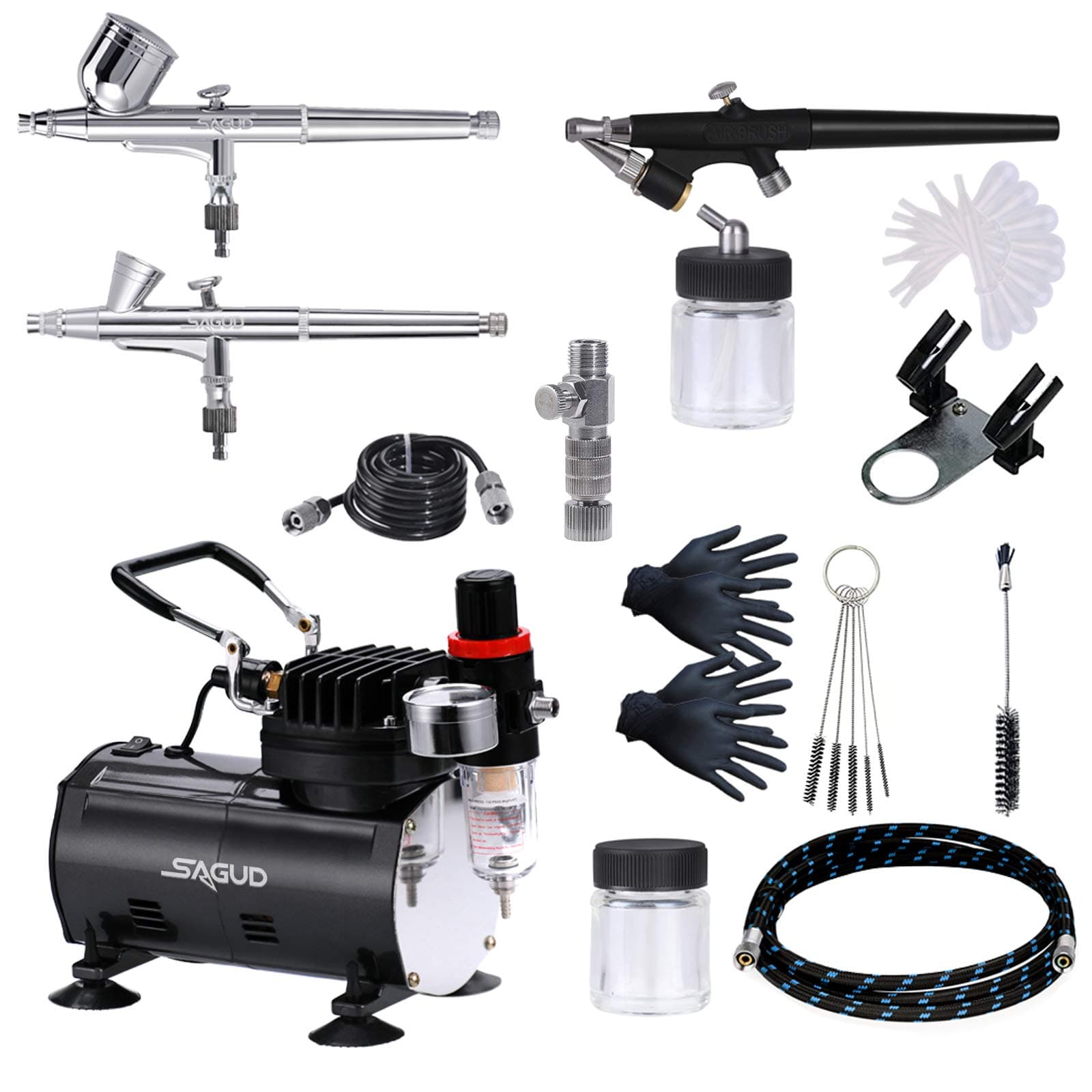 Airbrush Kit with Compressor, Air Brush compressor set with 3 Professional Air brushes for Model Painting,Gravity Feed and Siphon Feed Airbrush Gun for Nail,Cake,Nails,Body,Hobby.