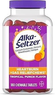 Heartburn + Gas ReliefChews, Antacid + Antigas Chews for Fast Heartburn Relief, Gas, and Acid Indigestion Relief On the Go, 180 Ct