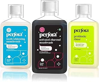 Perfora Mouthwash For Oral Care - 600ml (200ml x 3) | Alcohol-Free Mouth Wash Liquid With Probiotics, Hyaluronic Acid, & Vitamin C | Freshens Breath & Removes Germs | No Artificial Flavors