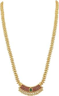 Sasitrends American Diamond Micro Gold Plated Pendant Chain Necklace for Women and Girls