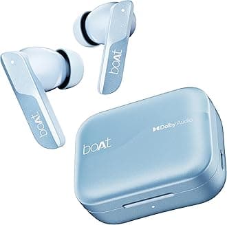 Boat Airdopes 800, Dolby Audio, Adaptive EQ by Mimi, 4Mics AI ENx, App Support, Fast Charge, Low Latency, IPX5, v5.3 Bluetooth TWS in Ear Earbuds Wireless Earphones with mic (Interstellar Blue)