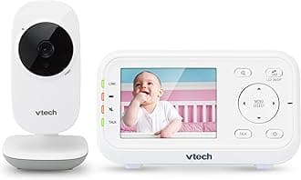 VTech VM3252 No WiFi Video Baby Monitor - 2.8" Screen, 1000ft Long Range, Auto Night Vision, 2-Way Talk, Temperature Sensor, Lullabies