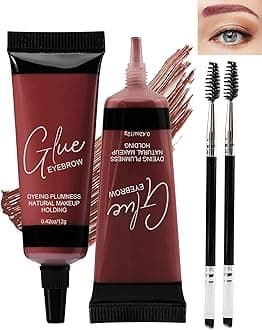 Tinted Eyebrow Gel Kit-2PCS Burgundy Thickening Brow Gel para cejas,Colored Brow Fillers Brow Glue,Long Lasting Waterproof Eyebrow Makeup,Valentine's Day Makeup for Women with 2 Eyebrow Brushes-Set 06