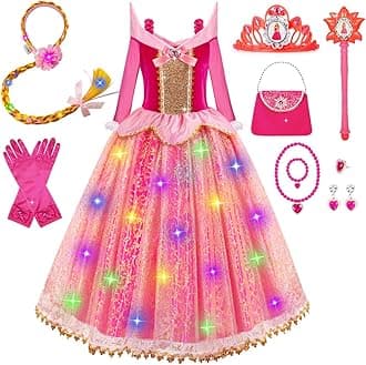 Meland Princess Dresses for Girls - Light Up Princess Dress Up for 3-10 Year Old, Costume for Girls Halloween Birthday