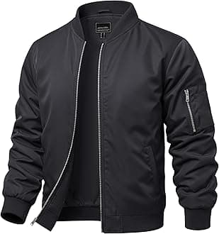 CRYSULLY Men's Bomber Jacket Lightweight Fall Winter Casual Windbreaker Full Zip Outwear Coat