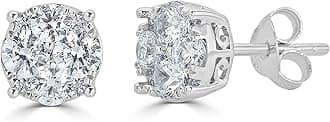 14ct Women's Round Diamond Earrings Set in Sterling Silver,Earrings Ladies