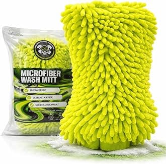 Never Ride Stock Microfiber Car Wash Mitt – Scratch-Free Chenille, Extra Thick & Ultra Absorbent – Safe for Black & Dark Paint – Lint-Free, Reusable Auto Cleaning Glove
