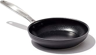 Enhanced 8" Frying Pan Skillet, PFAS-Free Ceramic Nonstick, Durable Hard Anodized Cookware, Scratch Resistant, Stainless Steel Handle, Good Grips, Dishwasher Safe, Oven safe, Black