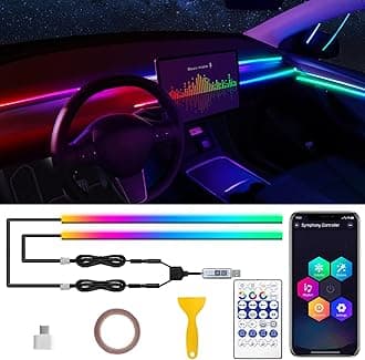 For Tesla Model 3/Y/S/X Dreamcolor Acrylic Interior Car LED Strip Light with USB/Type C, RGB 2 in 1 with 110.2 inches LED Strip, Dynamic Chasing Music Sync Neon For Tesla Ambient Lighting Kits