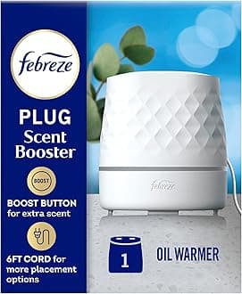 Febreze Plug Scent Booster in White, Continuous Scent Device Oil Diffuser, Compatible with Febreze Air Freshener Plug in Refills - Refills not Included