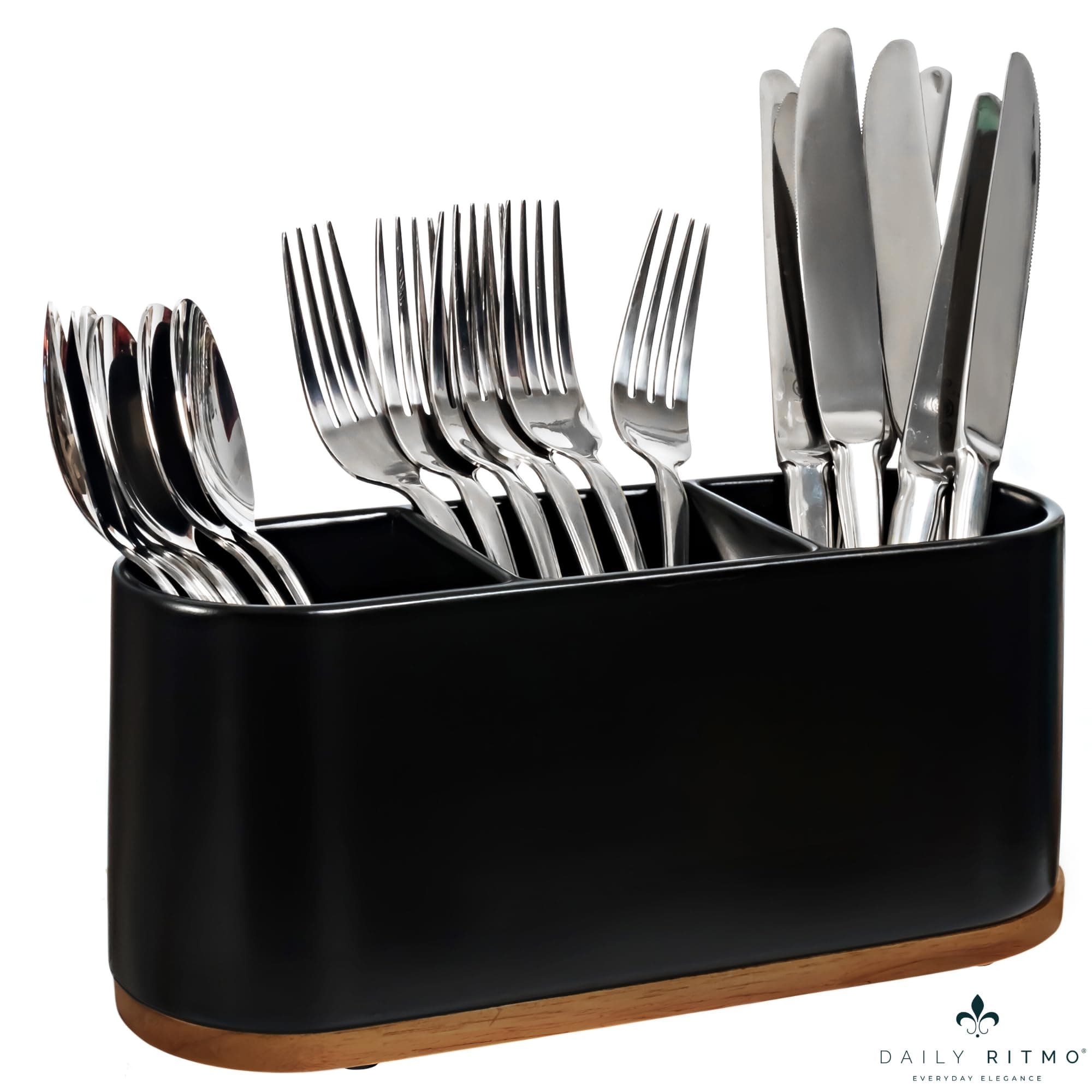DAILY RITMO® Black Countertop Silverware Holder
