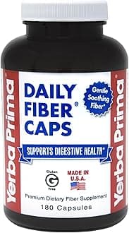 Daily Fiber Caps - 180 Capsules - Soluble & Insoluble Dietary Fiber Supplement - Colon Cleanse - Gut Health - Vegan, Non-GMO, Gluten-Free
