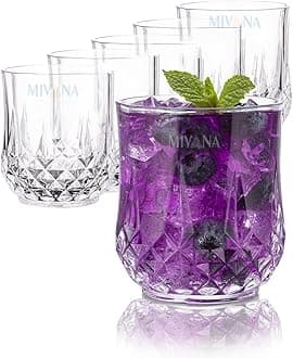 Mivana 300ml Italian Premium Juice Glasses and Transparent Water Glass Medium Size Tumbler Glasses for Drinking Water and Cocktails, Diamond Design Glass Water Glass Set of 12(Lining, Set of 12)