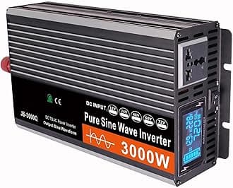 Pure Sine Wave Inverter 12V to 220V 3000W-6000W Peak Power Converter DC to AC with LCD Display, for Car Boat Truck RV Solar Power,3000W-60Vto220V