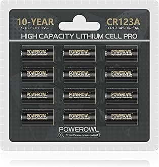 POWEROWL CR123A 3V Lithium Battery, High Capacity 123 Batteries, Long-Lasting Power - Qty 12