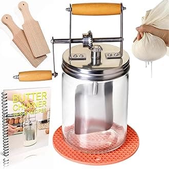 Dazey Butter Churner - Cheese Cloth, Shaping Paddles, Recipe Book INCLUDED- Hand Crank Manual Butter Maker- Create Delicious Homemade Butter With Your Own Hand Crank Dazey Churner