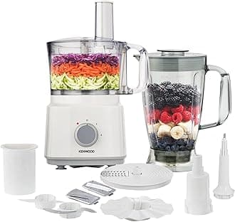 Food Processor 750W Multi-Functional With 3 Interchangeable Disks, Blender, Whisk, Dough Maker Fdp03 White