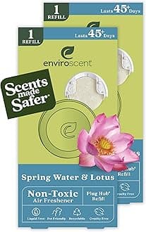 Enviroscent Non-Toxic Air Freshener Paper Refills - Compatible with Enviroscent Plug Hub® Warmer Kit - Home Fragrance Lasts Up to 90 Days - Spring Water & Lotus Scent (Pack of 2)