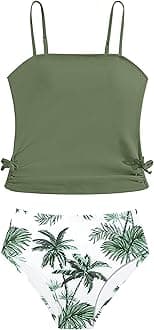 Girls Tankini Swimsuits Two Piece Bathing Suit Drawstring Swimwear Set for Girls 7-18 Years