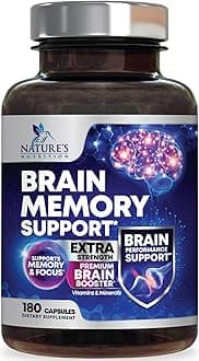 Brain Memory Supplement Pills - 3X Strength Nootropics for Concentration, Clarity & Focus Support - Brain Health Cognitive Vitamins with Bacopa, Phosphatidylserine & DMAE, Brain Booster - 180 Capsules