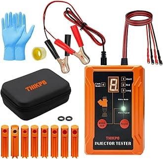 THIKPO Universal Fuel Injector Tester and Cleaner Tool Kit, DIY Cleaning Tool Kit, 8 Pulse Modes, 4 Wire Dual Channel for 2 Fuel Injectors, 8 Size Cleaning Adapters, 12V/5V Output Power