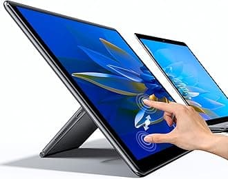 UPERFECT Y Portable Monitor Freestanding Touchscreen, 15.6''FHD 1080P IPS Screen with Adjust Stand, 2000:1 Contrast Ratio, 100% sRGB w/Standard HDMI/USB 3.0/Type C, Built-in Speaker/Ambient Light