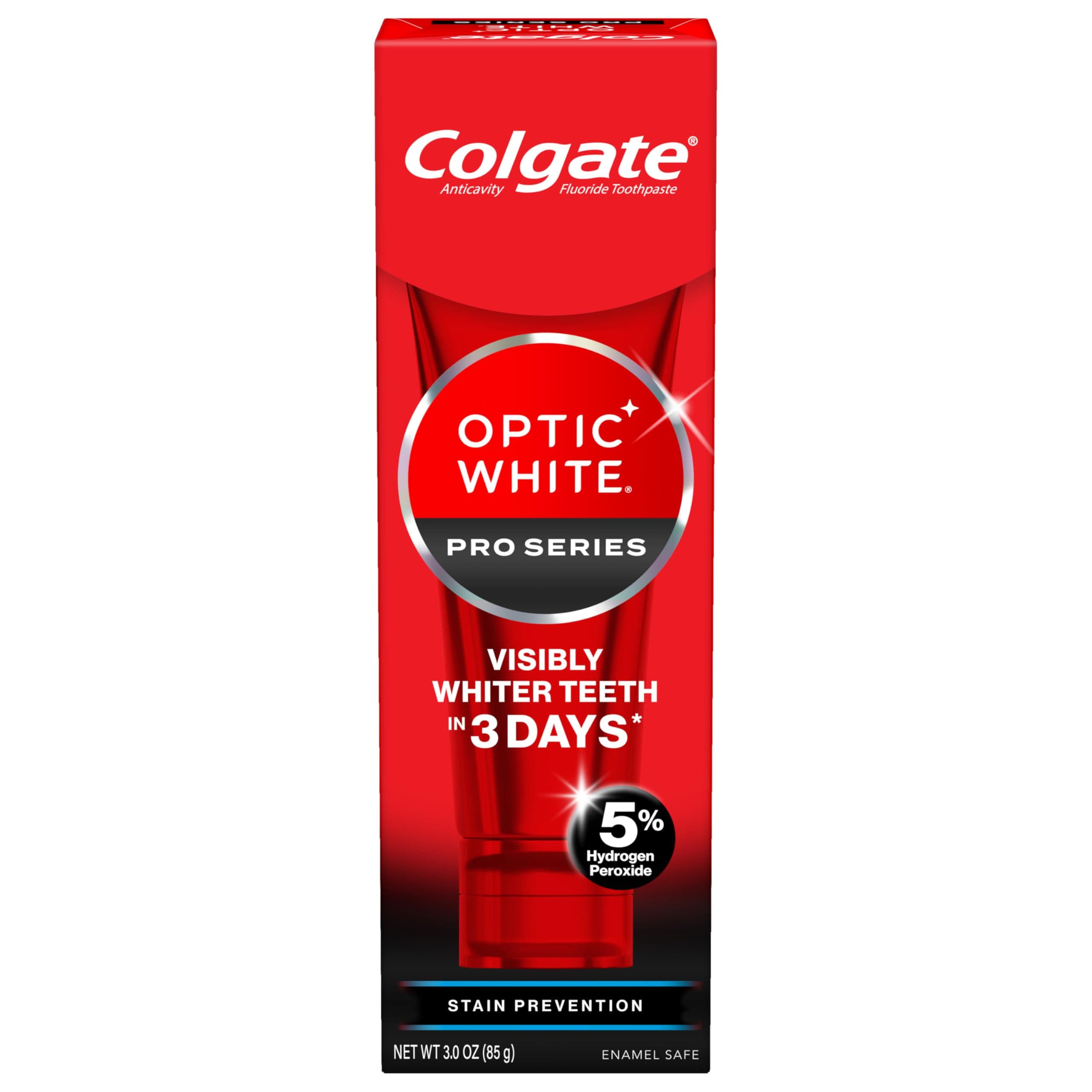 Optic White Pro Series Stain Prevention Hydrogen Peroxide Toothpaste, Teeth Whitening Toothpaste, Effectively Removes Tea, Coffee, and Wine Stains, Enamel-Safe for Daily Use, 3.0 oz