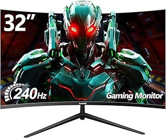 32 Inch Curved Gaming Monitor 240Hz, 1800R PC Monitor Full HD 1080P, Frameless Computer Dispaly with Freesync and Eye Care Technology, Wall Mountable