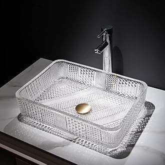 - InArt Moduler Vanity Crystal Glass Wash Basin/Glossy Finish/Bathroom Sink/Vessel Sink/Table Top Wash Basin/Wash Basin For Bathroom Bowl For Bathroom/Washroom 445x330x105 mm Clear Transparent