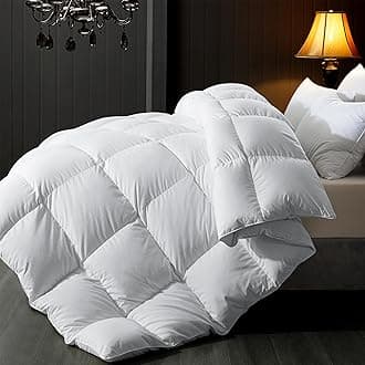 ELNIDO QUEEN® Feather Comforter Oversized King Size, Filled with Feather and Downfiber, White Duvet Insert, All Season Luxurious Hotel Fluffy Bedding Comforter, Oversized King 116x98 Inch