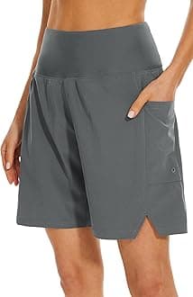 JENEARY Women's 7" Swim Board Shorts High Waisted Tummy Control Quick Dry Bermuda Swimming Long Bottoms