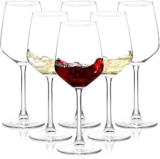 Wine Glasses Set of 6, 12oz Clear Red/White Wine Glasses, Long Stem Glasses for Party, Wedding and Home