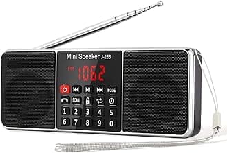 PRUNUS J-288 Portable Radio AM FM Radio with Bluetooth Speaker, Sleep Timer, Power-Saving Display, Ultra-Long Antenna, AUX Input & USB Disk & TF Card MP3 Player, NO Manual Preset