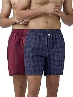 XYXX Men's Checkmate Super Combed Cotton Regular Fit Boxer Shorts with No Marks Waistband & Dual Side Pocket (Pack of 2)