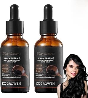 Black Sesame Hair Growth Serum and Oil, Seeds Extract Essence, Promote Hair Growth (2PCS)