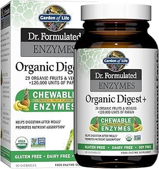 Digestive Enzymes with Papain, Bromelain and Lipase for Nutrient Absorption and Digestion Support, Tropical Fruit Flavor, Dietary Supplement, Certified Vegan, 90 Chewables