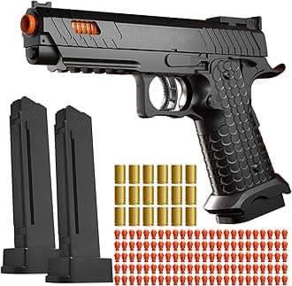 Soft Bullet Toy Gun with Shell Ejecting,Fidget Toy Gun with 120 Soft Bullets, 18 Shells and 2 Magazines,Christmas Birthday Gifts for Boys Kids Adult Age 8+(Black)