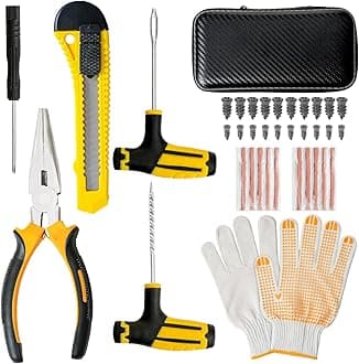 Tire Repair Kit ，28pcs Car Puncture Repair Kit Rubber Nails with Screwdriver, tire repair tool for General Motors, trucks, bicycles