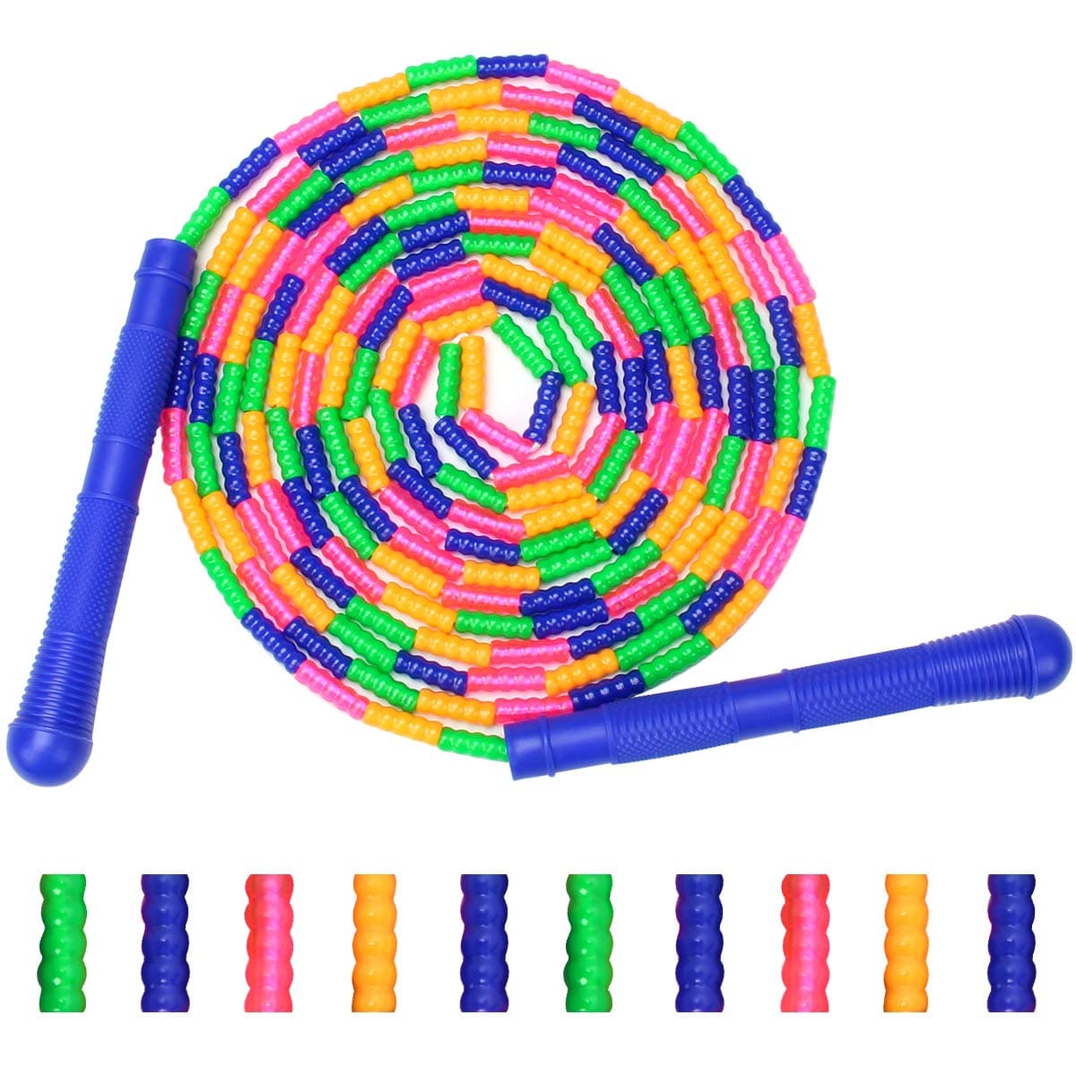 16 FT Long Jump Rope(1 PACK), Double Dutch Jump Ropes, Soft Beaded Skipping for Kids Adults, Plastic Segmented Long Enough for 4-5 Jumpers