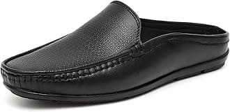 ARAMISH Men's Genuine Leather Back Open Loafers