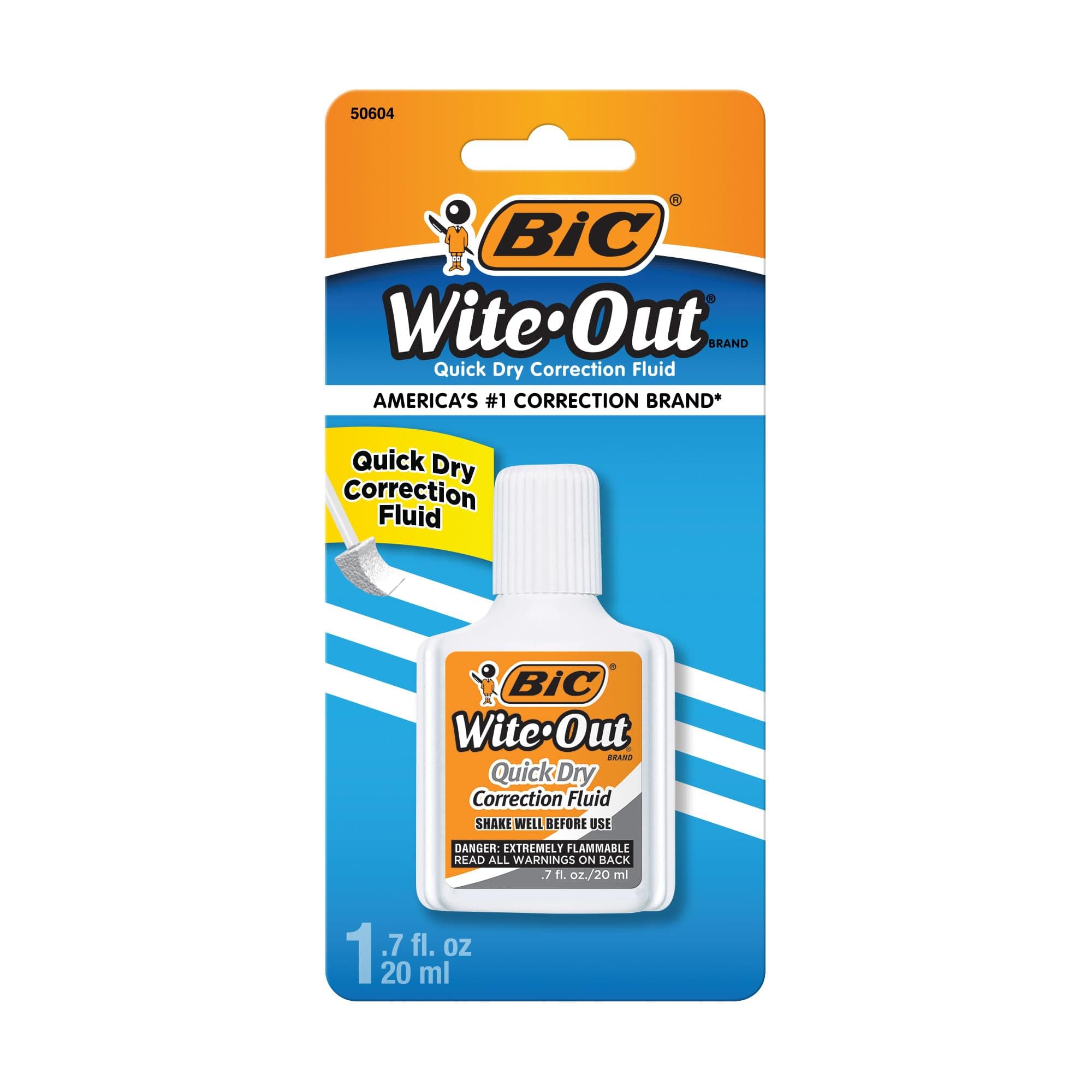 Wite-Out Quick Dry Correction Fluid, 20mL, White, Goes on Easy with A Reduced Dry Time, 1-Count Pack