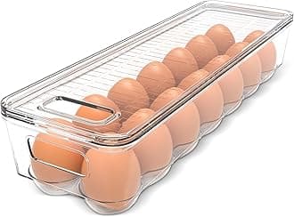 Utopia Home Egg Container For Refrigerator - 14 Egg Container With Lid & Handle, Egg Holder For Refrigerator, Egg Storage & Egg Tray (Pack of 1)