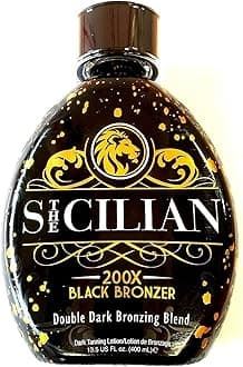 The Sicilian 200X Dark Black Bronzer Tanning Lotion - BEST for Glowing Skin - Gradual Bronzing & Sunless Self Tanner Lotion - Luxurious Sunless Body Tanning Lotion Nourishes Skin