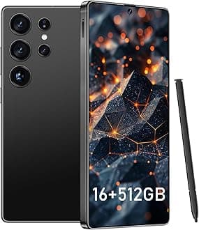 I25 Ultra Smartphone 16GB+512GB Android 14 Smartphone, 6.99" FHD+ Display, 7000mAh Battery, 108MP+68MP Dual Camera, Built-in Pen Stylus, Fast Performance Large Memory(Black)