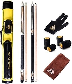 Set of House Bar Pool Cue Sticks Combo - 2 Cue Sticks Packed in 2x2 Hard Pool Cue Case E206