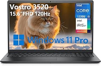 DellVostro 3520 3000 15 15.6" FHD 120Hz Business Laptop Computer, 12th Gen Intel 10-Core i5-1235U (Beat i7-1195G7), 32GB DDR4 RAM, 2TB PCIe SSD, 802.11ac WiFi, Bluetooth, Black, Windows 11 Pro