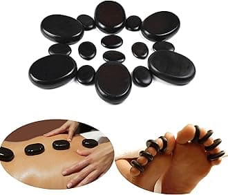 16Pcs Hot Massage Stones Set Natural Lava Basalt Heated Warmer Stone for Spa Massage Black